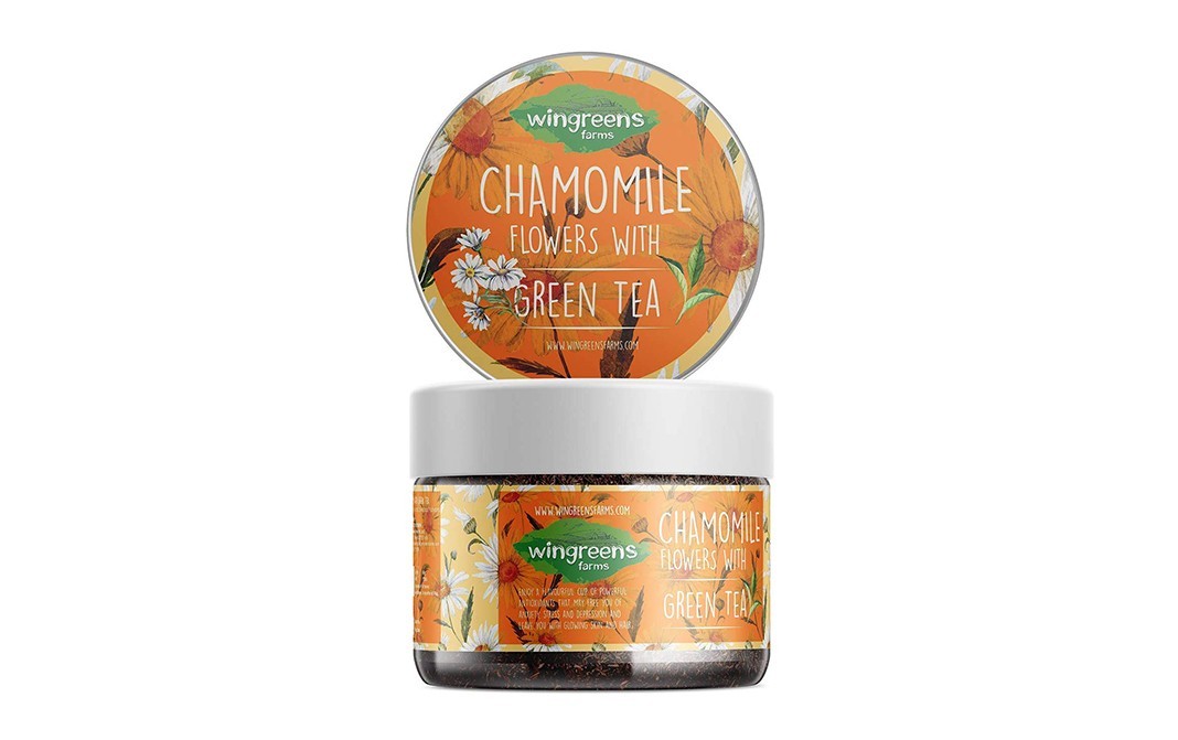 Wingreens Farms Chamomile Flowers With Green Tea   Plastic Jar  60 grams